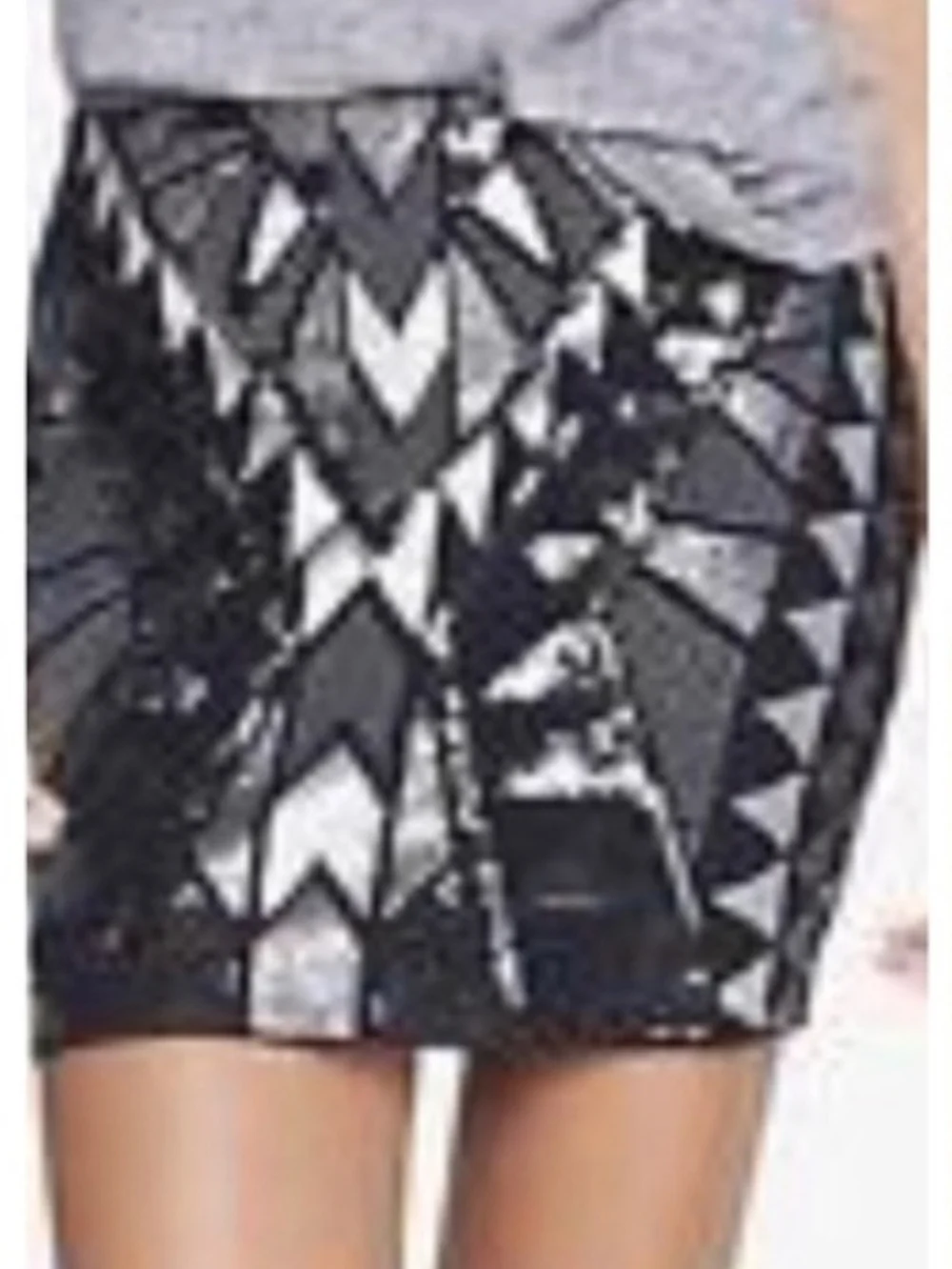 Express Aztec Black And Silver Sequin Mini Skirt  XS NWOT